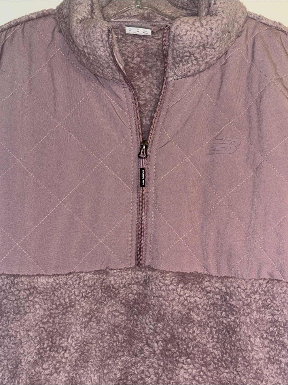 New Balance Mauve Quilted Fleece Sherpa Half-Zip Pullover - Picture 2 of 3